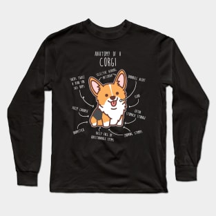 Red Headed Tri Corgi Dog Anatomy Long Sleeve T-Shirt